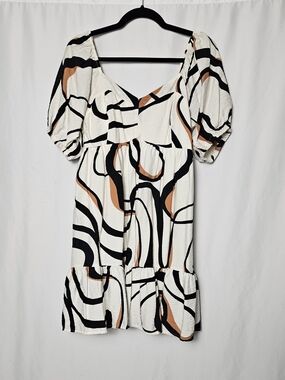 Nine West Mini Dress with Black and Tan Abstract Print
